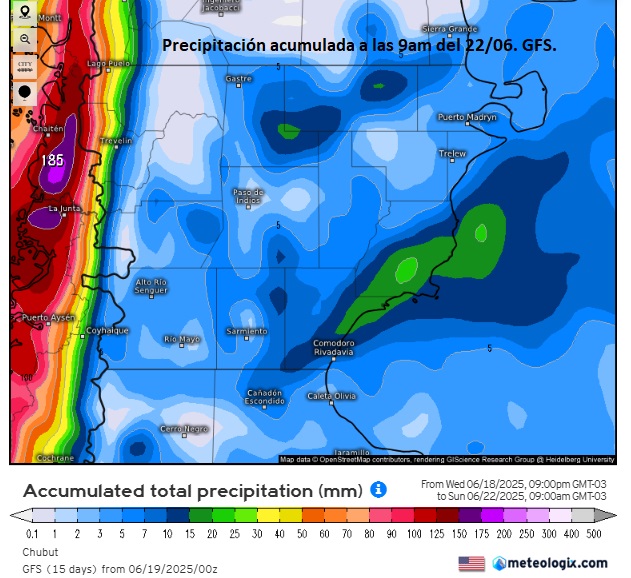 Chubut 21-22/6: 
El invierno comienza con un importante ingreso de aire frío en la región. Se prevén lluvias y nevadas en zonas elevadas y sectores de la meseta y sudeste de la provincia, y viento intenso del sector sur sobre la zona costera. 
Atentos a próximos alertas oficiales