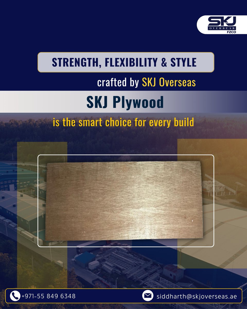 SKJGroup_'s tweet image. Strength. Flexibility. Style.
Crafted to last - SKJ Plywood is the smart choice for every build.

📞 +971 55 849 6348
📩 siddharth@skjoverseas.ae
 
#SKJPlywood #SKJOverseas #SmartBuild #PlywoodExperts #DurableDesign #ConstructionSolutions #FlexiblePlywood #ArchitectChoice