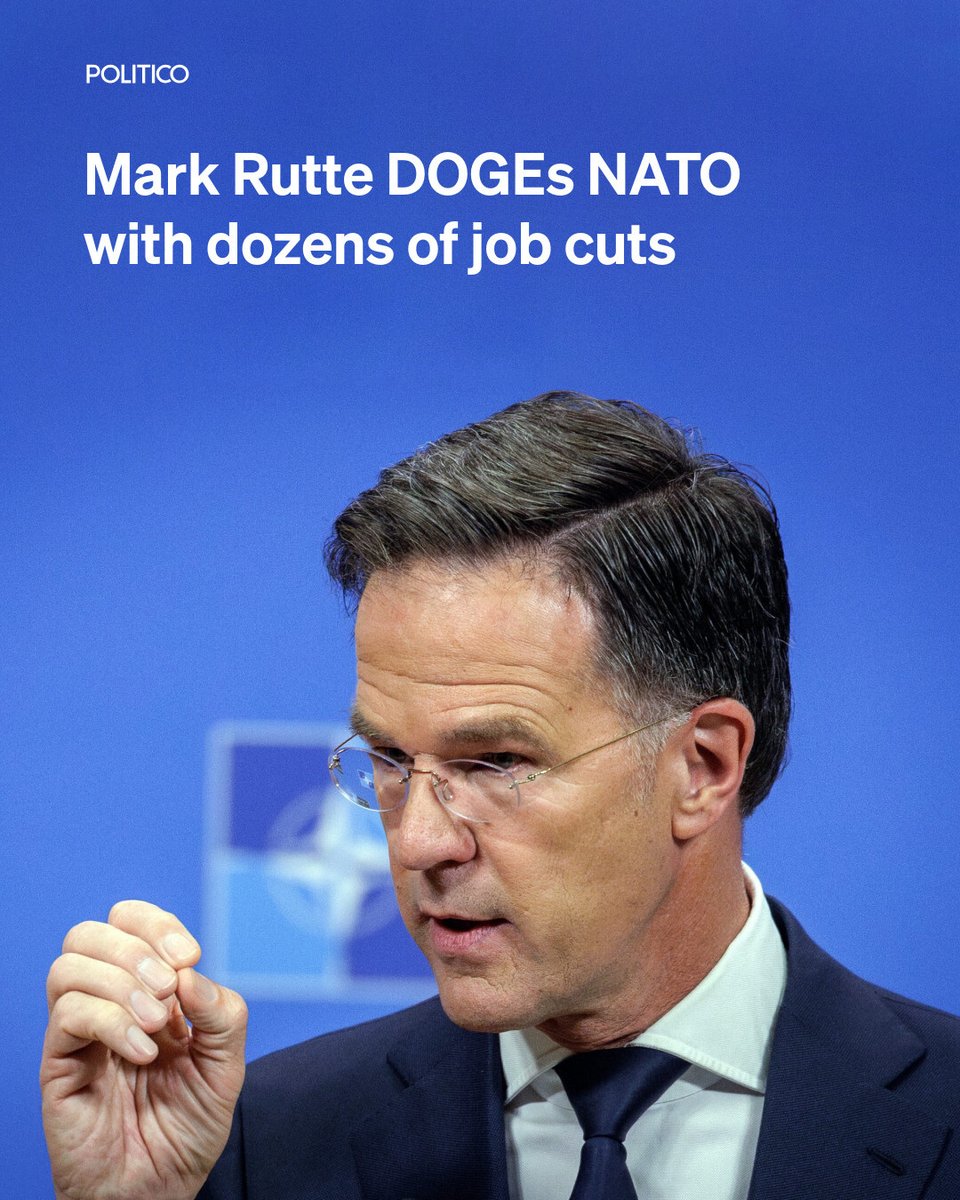NATO Secretary-General Mark Rutte plans to eliminate two divisions and cut dozens of positions in Brussels, three current NATO officials and one former senior official told us.

“He is basically DOGEing NATO,” said one alliance official.

🔗 ow.ly/BUKB50WcfTo