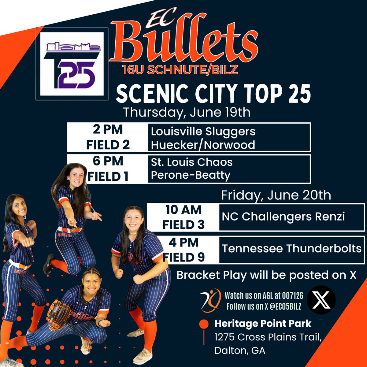 EC Bullets Schnute/Bilz 16u (@ec05bilz) on Twitter photo So ready for some softball today!!
Game 1 is at 2pm on field 2
📍 Heritage Point Park
Starting pitcher/catcher duo is our 2027 6'2 RHP <a href="/ZoieShiflett/">Zoie Shiflett</a> and
Uncommitted 2026 C/1B <a href="/TheKaylynArnold/">Kaylyn Arnold</a>
The one and only 2027 RHP <a href="/Jordynraypost/">Jordyn Ray 2027</a> will be closing!
Looking forward to So ready for some softball today!!
Game 1 is at 2pm on field 2
📍 Heritage Point Park
Starting pitcher/catcher duo is our 2027 6'2 RHP <a href="/ZoieShiflett/">Zoie Shiflett</a> and
Uncommitted 2026 C/1B <a href="/TheKaylynArnold/">Kaylyn Arnold</a>
The one and only 2027 RHP <a href="/Jordynraypost/">Jordyn Ray 2027</a> will be closing!
Looking forward to