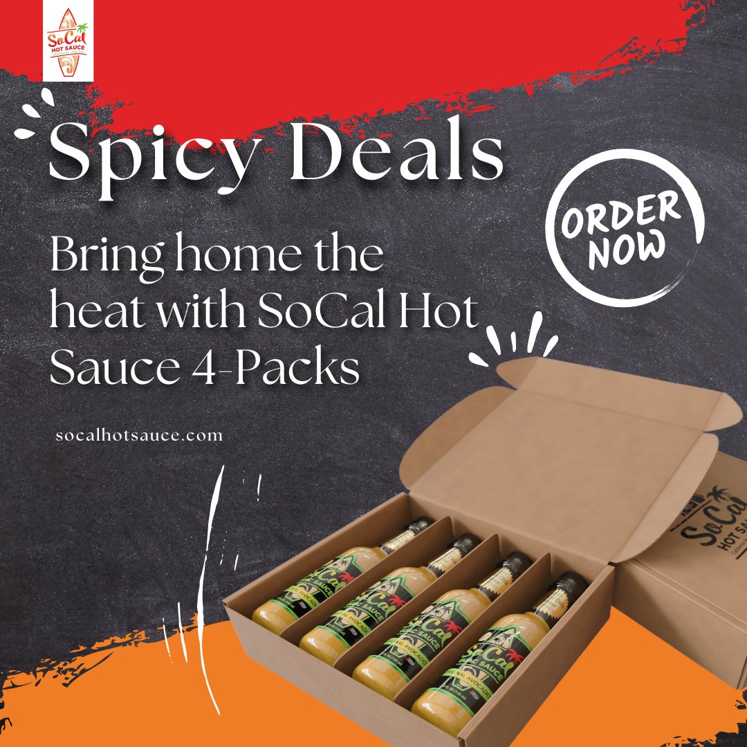 4X the Flavor. 1 Spicy Deal.
SoCal Hot Sauce 4-Packs are HERE to light up your taste buds and your kitchen!
From tangy to blazing, this bundle’s got all the bold you crave – at a price that’s too hot to miss! 🌶️
🎁 Perfect for gifting or leveling up your meals.
👉 Tap the link in