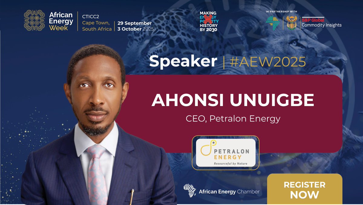 Petralon Energy Set to Shape Conversations on #Nigeria’s Oil Future at #AEW2025

#AEW2025: Invest in African Energies is honoured to welcome Ahonsi Unuigbe, Founder and CEO of Petralon Energy, as a distinguished speaker at this year’s edition in #CapeTown.

A driving force behind