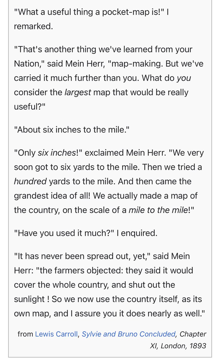 The map is not the territory — whenever I see one of these big mapping exercises in biology,  I’m reminded of this story from Lewis Carrol: