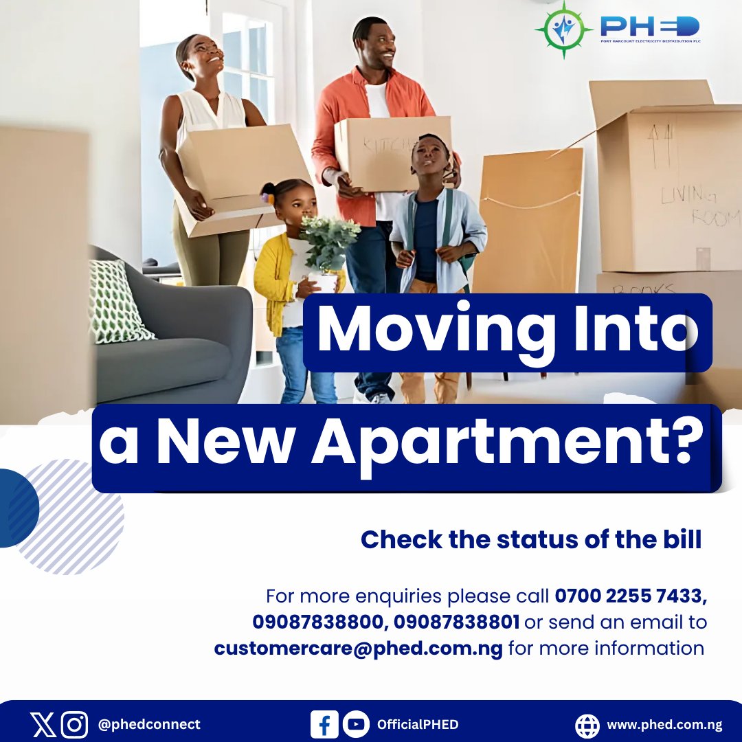 PHEDconnect's tweet image. Moving into a New Apartment? Check the status of the bill #StayConnected #SmartMove #PHEDCares