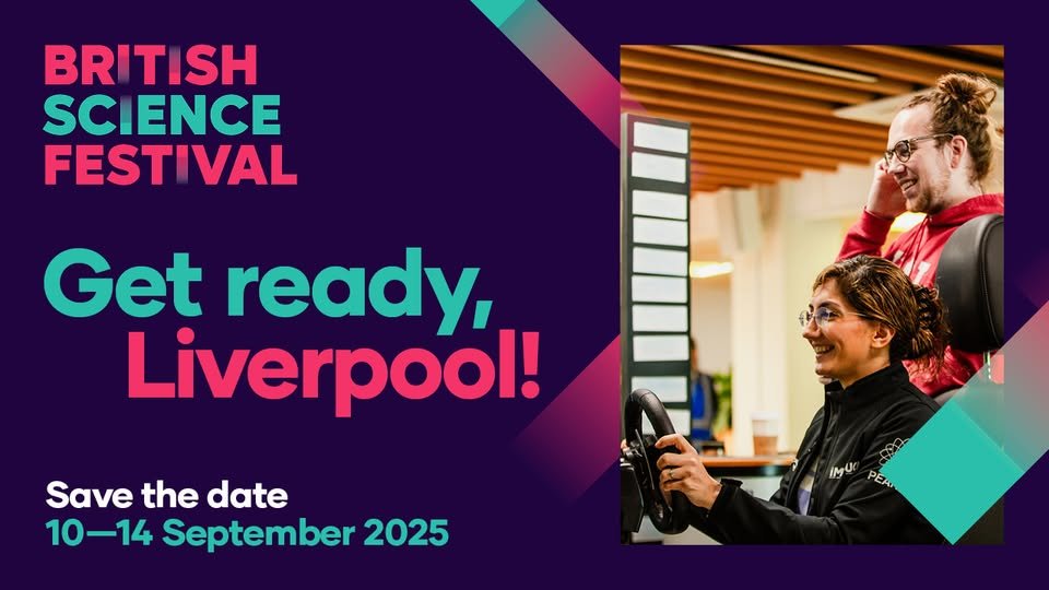 CRESTNorthWest's tweet image. Save the date! The British Science Festival is coming to Liverpool in partnership with the University of Liverpool and Liverpool John Moores University.
Take part in FREE workshops, talks, performances and lots more at iconic cultural venues: bit.ly/4liYAxL