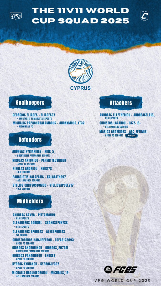 Η Κύπρος συμμετέχει στο Παγκόσμιο Κύπελλο VPG 11v11 eSports

facebook.com/share/p/15ZauC…
<a href="/OfficialVPG/">Virtual Pro Gaming</a>