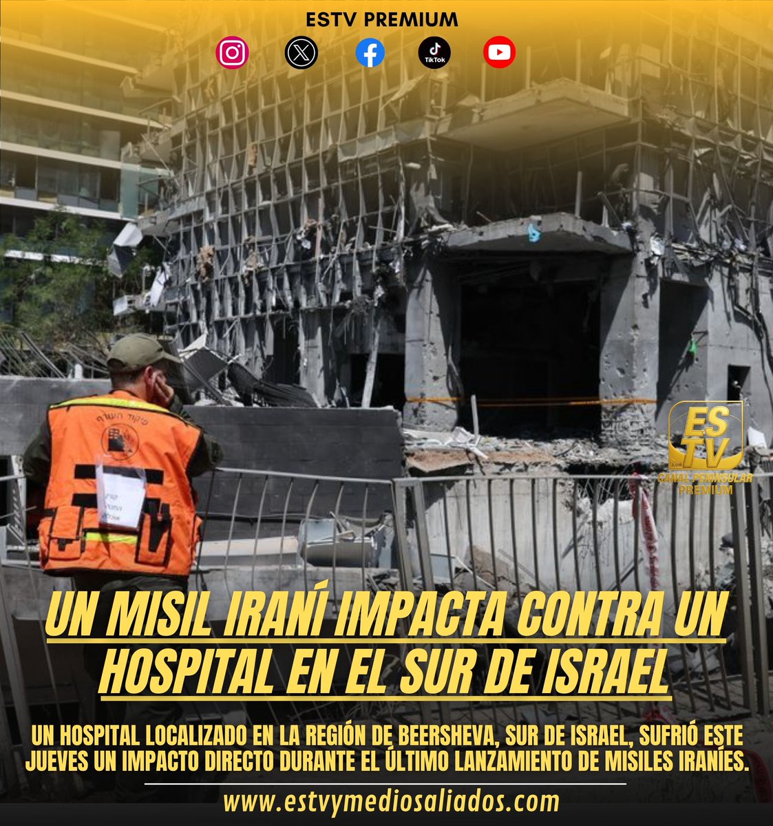 Según imágenes en redes sociales, una fuerte humareda inundó el centro tras el impacto, que sufrió daños severos en una fachada de más de cuatro plantas, además de cristales rotos y destrucción generalizada en su interior.
#NoticiasEsTv #RedaccionEsTv #EsTvCanalPeninsular