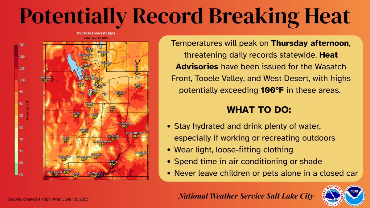 🚩 Red Flag Warnings are in effect across much of Utah through the weekend due to critical fire weather conditions.

🔥 Please use extra caution while outdoors and remember to use your #FireSense to help prevent wildfires.

Stay updated at utahfireinfo.gov.