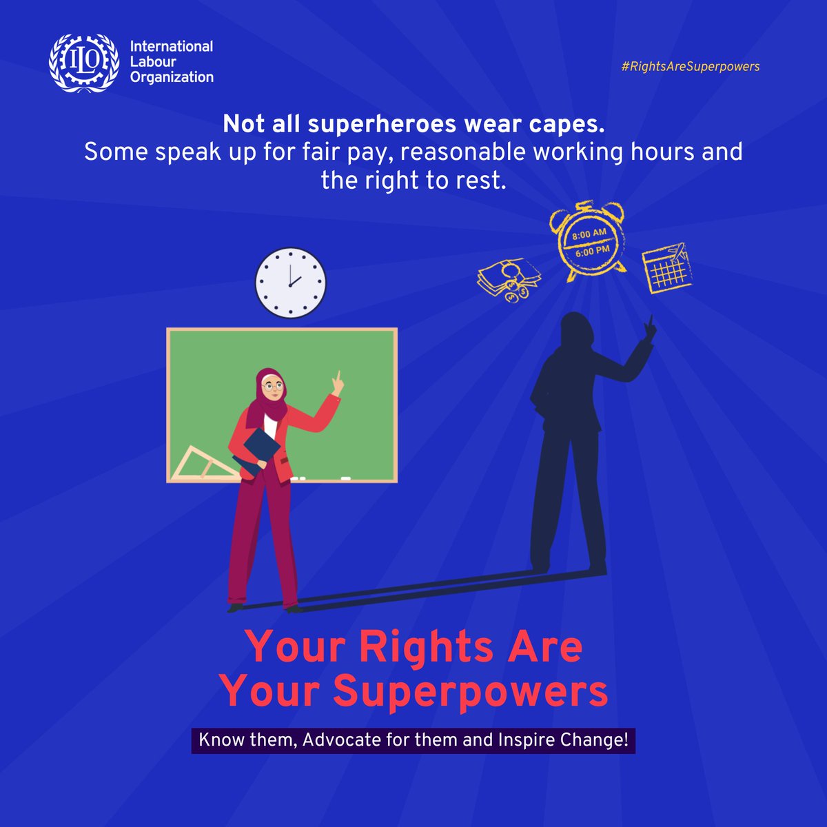 ⏰ Long hours, low pay, no rest? That’s not decent work.
Fair pay, balanced hours and the right to disconnect are your rights.

🦸 Be a Fair TimeKeeper → ilo.org/fair-timekeeper

#RightsAreSuperpowers #DecentJobsForYouth