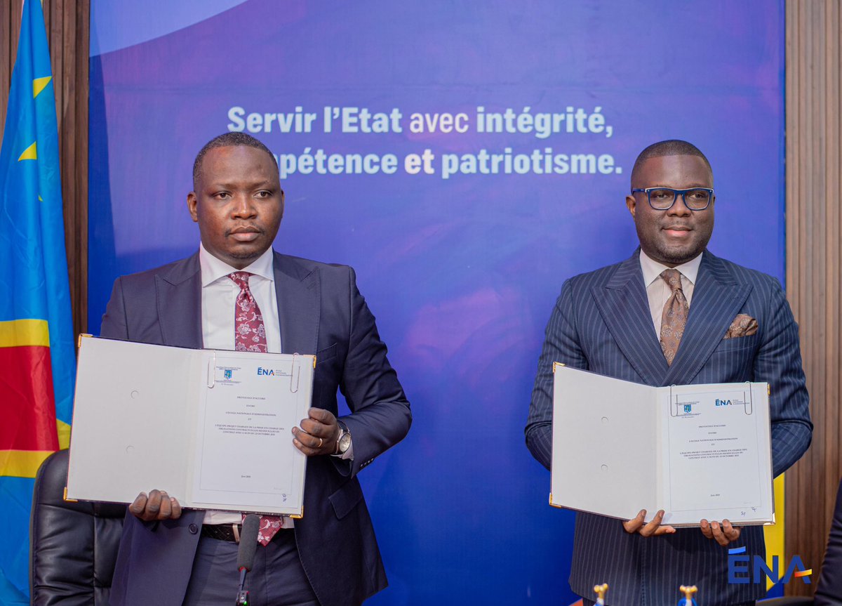 EnaRDC_Officiel's tweet image. Ce jeudi 19 juin 2025, l’@EnaRDC_Officiel et l’Equipe-Projet du Ministère des Finances, chargée de la modernisation de la douane, ont signé un protocole d’accord dont l’objet est : 

✅ La formation dans le domaine de la gestion des projets, des marchés publics, de l’éthique et…