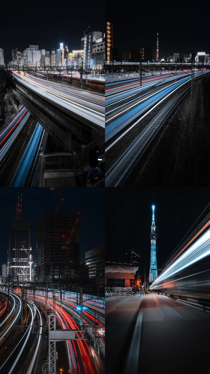 電車が生み出した光跡がかっこよすぎました