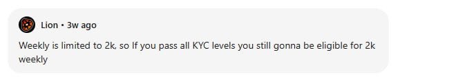 - He withdraws the first $2,000. Then gambles the rest up to $22,000.

- Waits a week. Tries to withdraw another $2k…

- Now they tell him he has to complete Level 4 KYC, even to continue getting $2k/week. This is after telling him that he would get it without KYC &amp; if with KYC,