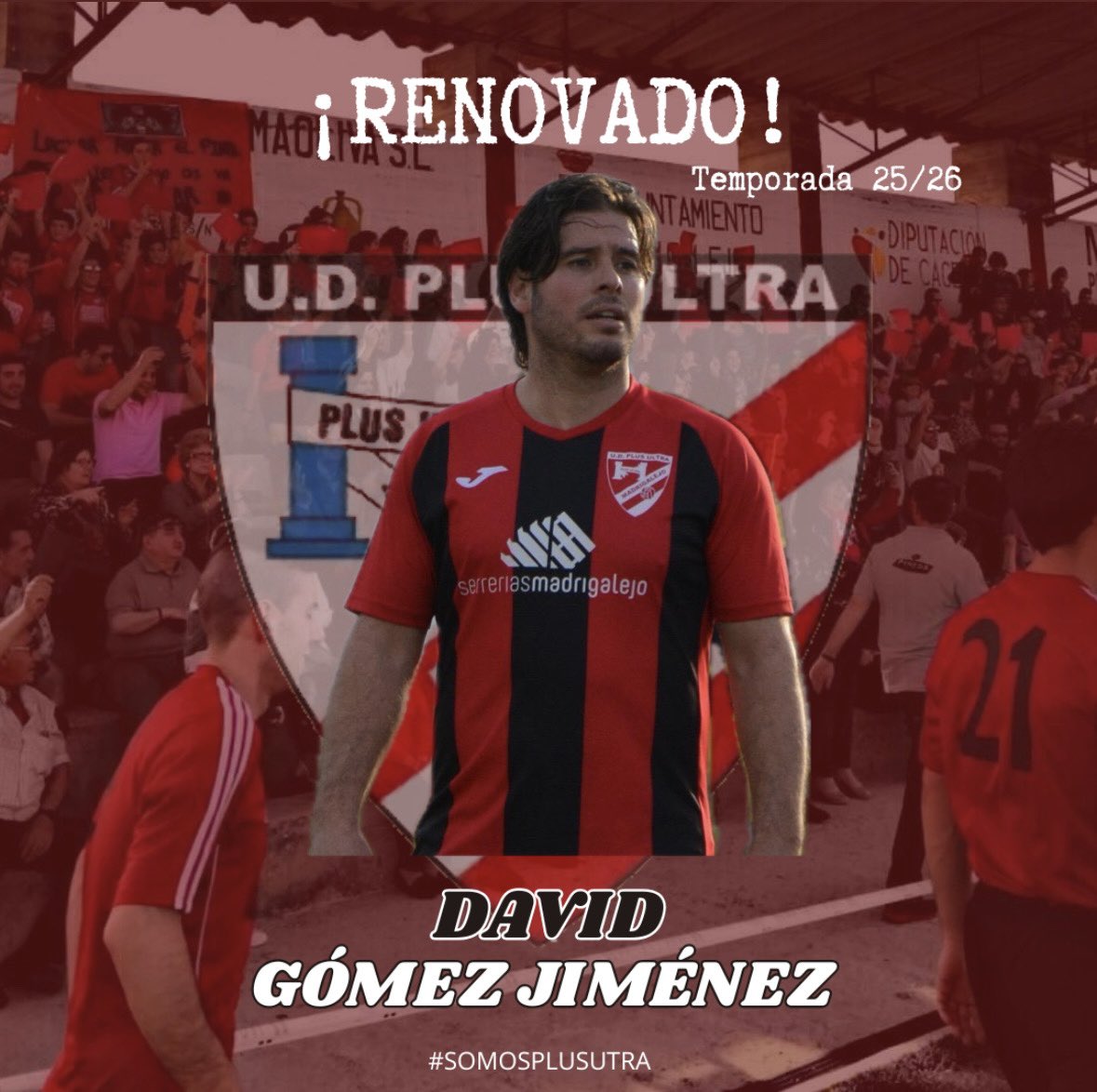 📣 𝗥𝗘𝗡𝗢𝗩𝗔𝗗𝗢 | David, seguirá llevando el peligro en el ataque.

Velocidad, olfato goleador y entrega total para seguir haciendo vibrar la afición. Una temporada más, el gol tiene nombre propio.

Aúpa Plus Ultra 
❤️🖤