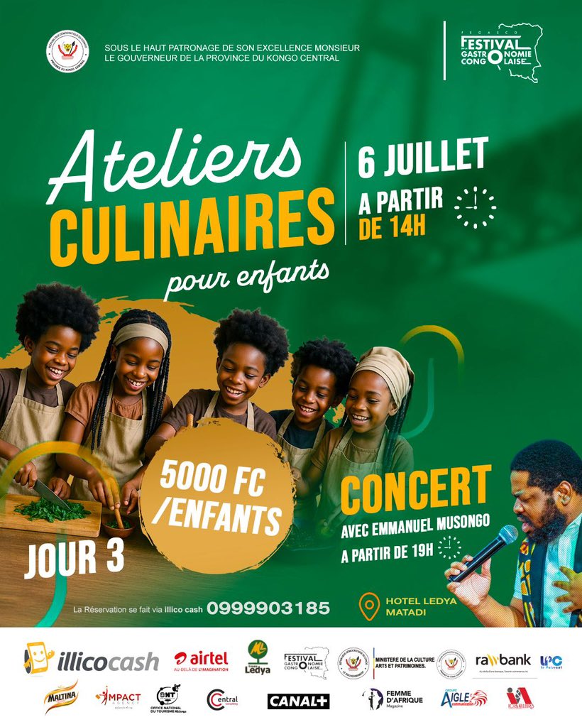 MudimbiThierry's tweet photo. 🇨🇩🍽️ Festival Gastronomique Congolais à Matadi !
À l’hôtel Ledya, les saveurs du #CongoCentral seront à l’honneur : moambe, fufu, Shikwange, Nsaka Madesu, Bitoto, etc.
👉 Chefs locaux & animations culturelles au menu !
🎉 Ne manquez pas ce rendez-vous culinaire unique ! #GastronomieCongolaise #Matadi #Congo
@TanyaNzeba