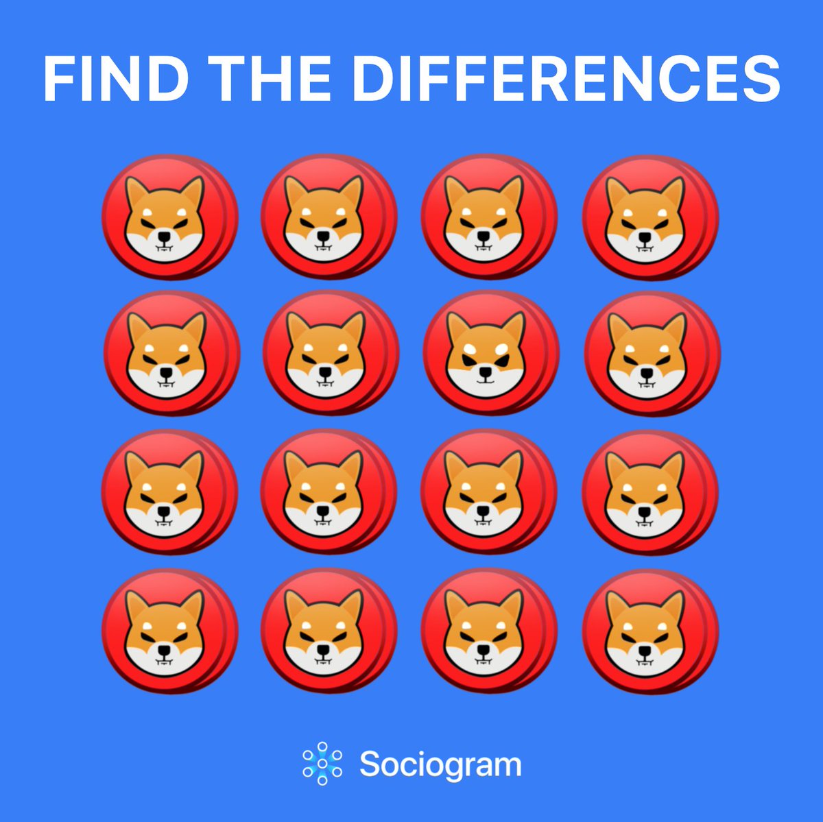 Which $SHIB icon is different?
Spot it &amp; Split $50 in #SOL 

- #Like, RT &amp; Tag 3 friends
- Drop your answer below
- 5 winners | $10 in SOL each

Draw: June 26
Join &amp; #Earn more on sociogram.org