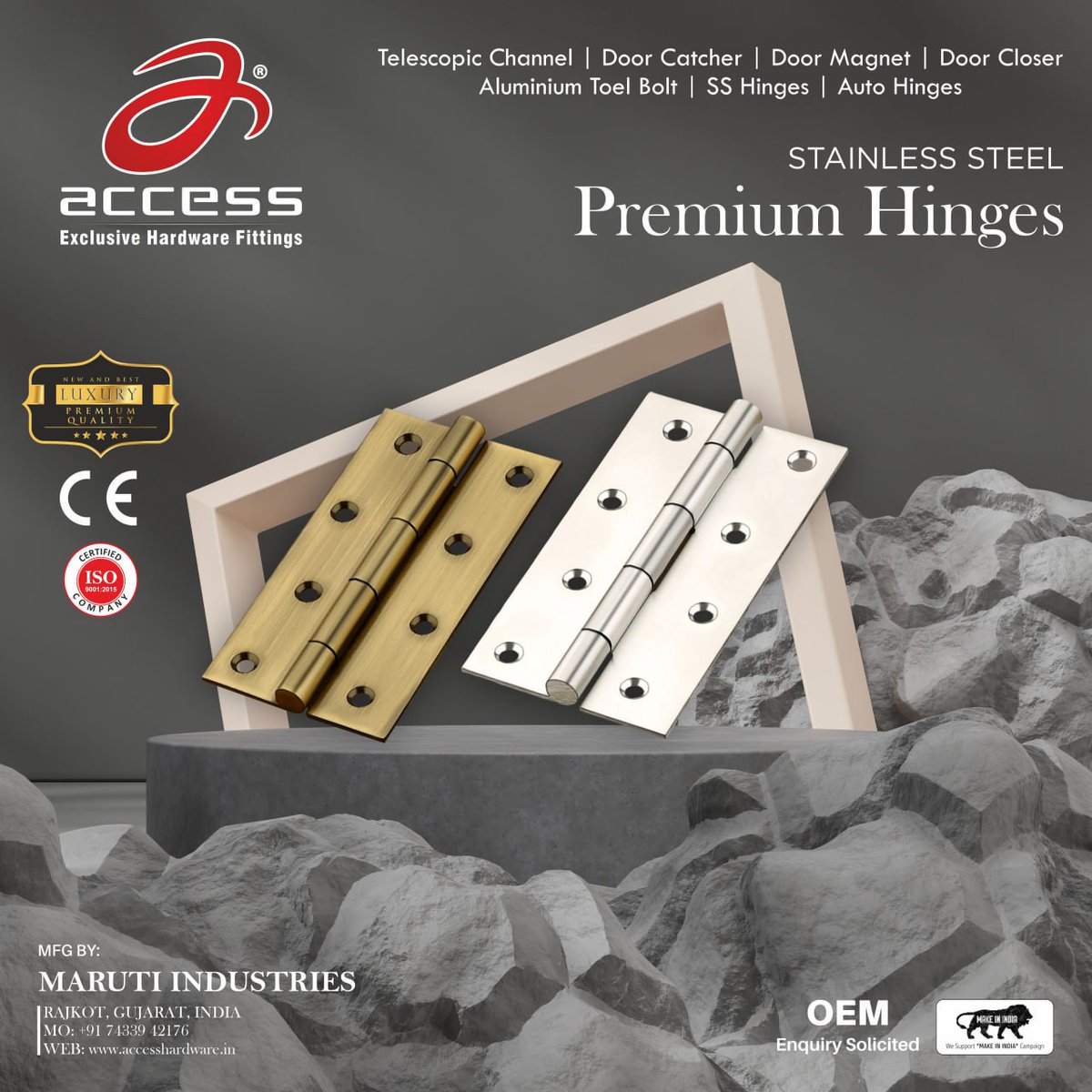 ibais_hardware's tweet photo. MARUTI INDUSTRIES (RAJKOT)

For enquiry via WhatsApp click:
https://t.co/cdWvKxXnwI

Customer care - +917433942176
#hinges #doorhinges #hingeshardware #hardwarefitting #fittingproduct #hardware #hardwareb2bplatform
.
@ibais_hardware https://t.co/CM9qtCaCs7