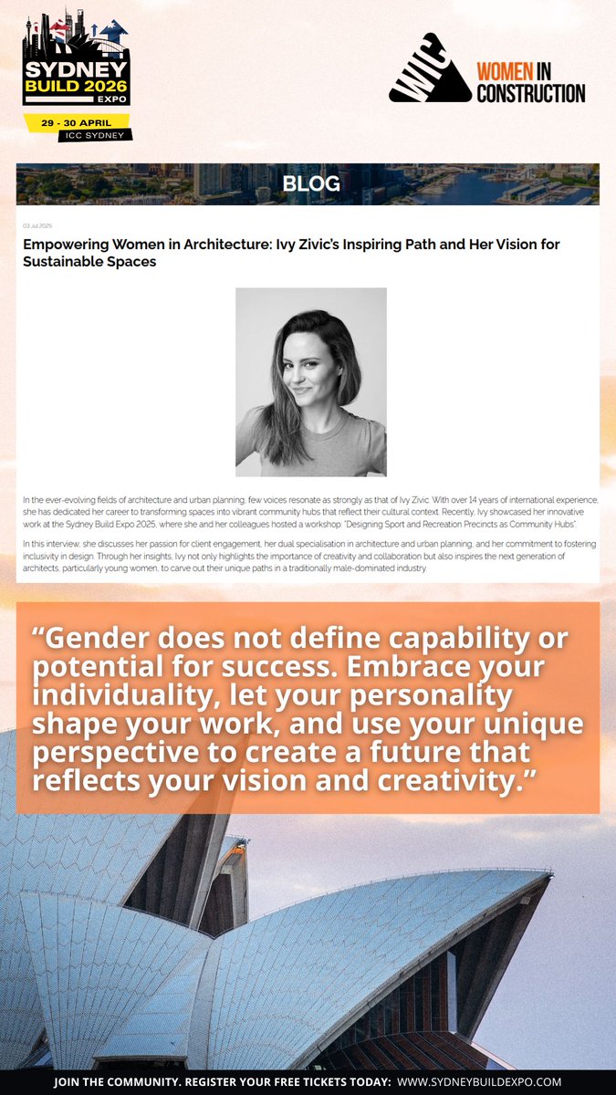 SydneyBuildExpo's tweet image. Empowering Women in Architecture🌟

Ivy Zivic (Associate, MODE Design) shares her inspiring journey and vision for sustainable spaces. Don’t miss out on her insights!🏛️✨

Read more: sydneybuildexpo.com/sydney-build-b…

#WomenInArchitecture #SydneyBuild