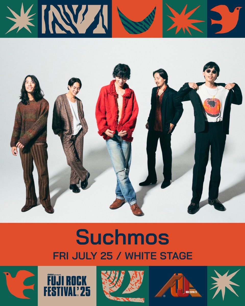 suchmoz's tweet image. FUJI ROCK'25タイムテーブル発表
Suchmosは初日WHITE STAGEのトリを努めさせて頂きます!
2025.07.25(金)
WHITE STAGE
22:00〜
fujirockfestival.com
#fujirock
#フジロック