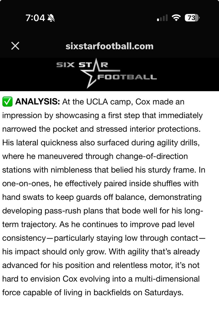 JaylenCox15's tweet image. Thank you to @sixstarfootball for the write up . 1 Peter 5:10 “"And after you have suffered a little while, the God of all grace, who has called you to his eternal glory in Christ, will himself restore, confirm, strengthen, and establish you.