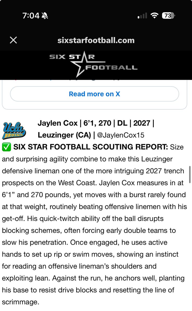JaylenCox15's tweet image. Thank you to @sixstarfootball for the write up . 1 Peter 5:10 “"And after you have suffered a little while, the God of all grace, who has called you to his eternal glory in Christ, will himself restore, confirm, strengthen, and establish you.