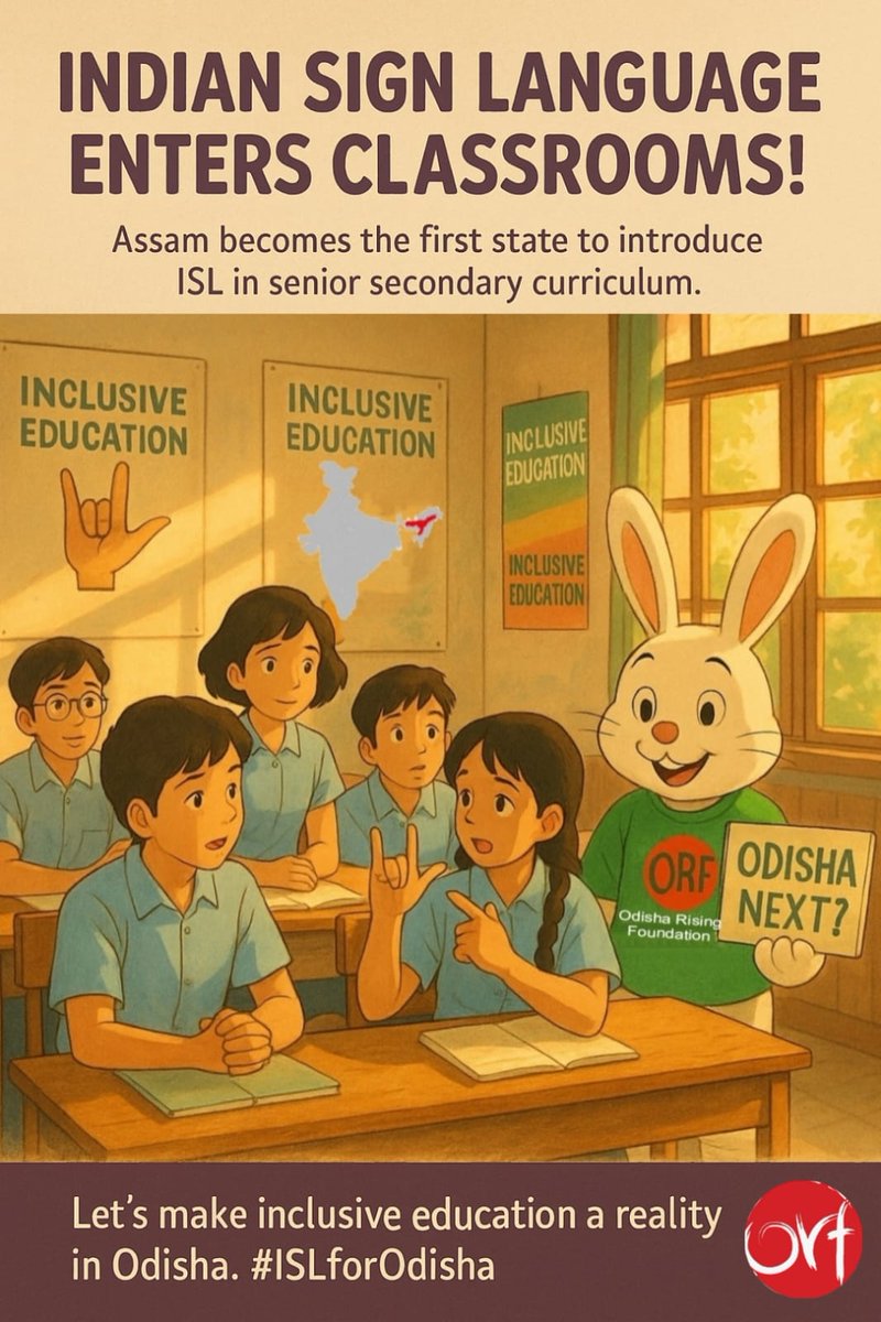 OdishaOrf's tweet image. ORF calls for Indian Sign Language in Odisha’s schools.
Assam has shown the way — it’s time for Odisha to make education inclusive for all.
Let’s bring ISL into classrooms and ensure no child is left unheard.
#InclusiveOdisha #ISLforAll #Accessibility #EducationForAll