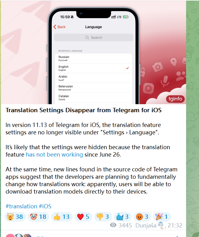 degenupofficial's tweet photo. 😅Telegram translation is not be supported for iOS anymore. You could try Degen ASAP, everything related translation is FREE and FOREVER!
😚Try Degen👉https://t.co/3VkMV0WAu8
#degen #telegram #translator #telegramios https://t.co/1ZPR4lolZk
