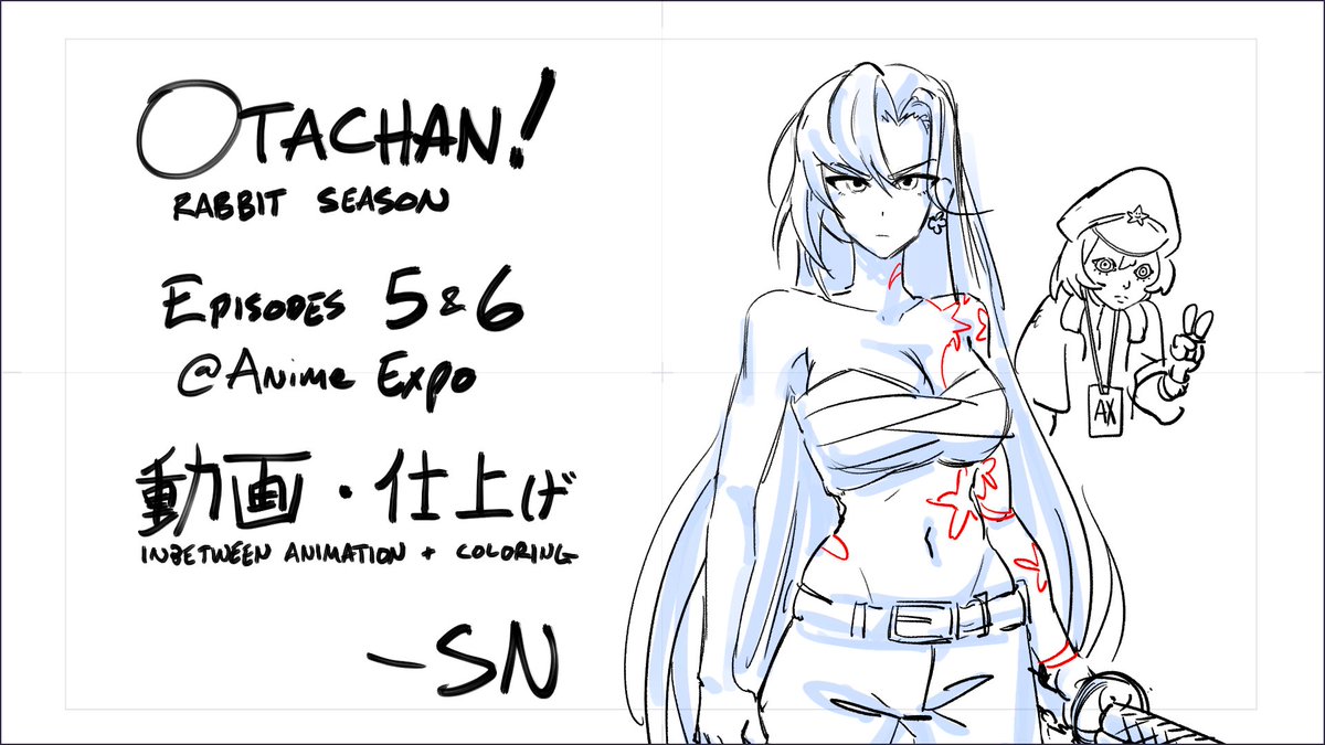 SN (@snepchan) on Twitter photo Thank you everyone who attended the preview screening of episodes 5 & 6 of Otachan: Rabbit Season!
I had the honor of doing in-between animation for these episodes.
THANK YOU <a href="/ButaProductions/">Buta Productions (ButaPro!)</a>, and <a href="/OtakuVs/">otakuvs | Otachan! Rabbit Season (Now Airing!)</a> for the opportunity to work on this project!! Thank you everyone who attended the preview screening of episodes 5 & 6 of Otachan: Rabbit Season!
I had the honor of doing in-between animation for these episodes.
THANK YOU <a href="/ButaProductions/">Buta Productions (ButaPro!)</a>, and <a href="/OtakuVs/">otakuvs | Otachan! Rabbit Season (Now Airing!)</a> for the opportunity to work on this project!!