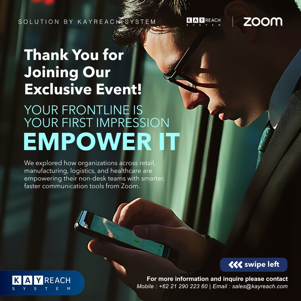 Kayreach_System's tweet photo. ✨ Thank You for Joining Our Exclusive Event! ✨
"Your Frontline is Your First Impression – Empower It" was a success thanks to all of you!

Read More at
https://t.co/sm5eALSszL

#ZoomFrontline #EmpowerYourTeam #KayreachZoom #FrontlineSolutions https://t.co/Pjib4FJ2ZC