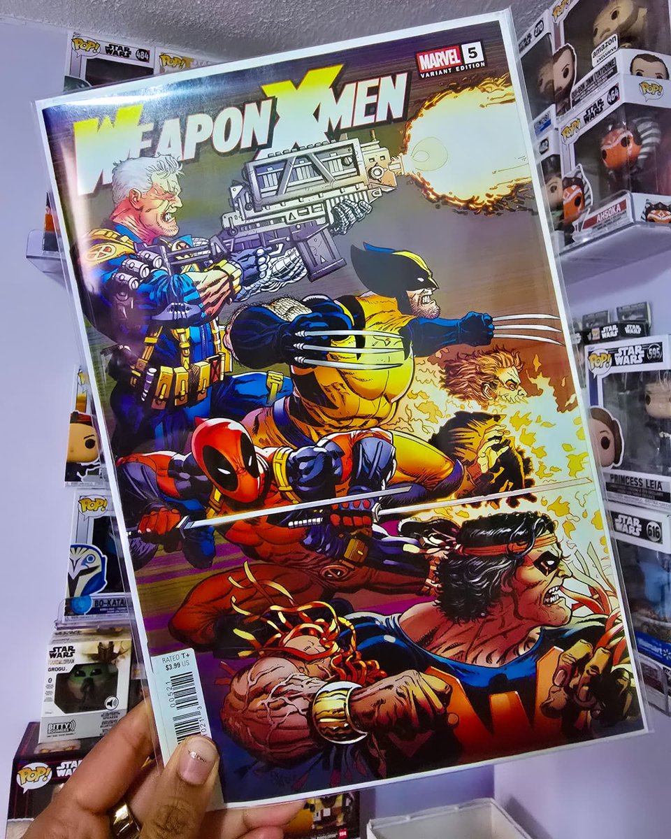 EmpressCarri's tweet photo. I am super sad #WeaponXMen was only a 5 issue run! I was enjoying this so much 😭 but we have Deadpools & Wolverines now to take it's place. Need to get those ones in. Gonna be behind this week because of my trip, dammit lol #Wolverine #Logan #WeaponX #Deadpool #Cable #Warpath #XMen #MarvelComics #ComicBooks #RevivedObsession