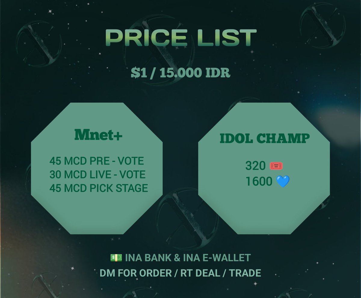 xteamsell's tweet image. 💚AVAILABLE💚

🛒 MNET+ || Tersedia +500vote Perday
🛒 IDOL CHAMP || Tersedia +10k perweek 🎟️ &amp;amp; 💙

🟢 Tanyakan stok sebelum beli
🟢 Bayar sebelum Vote
🟢 tidak ada pembatalan, tidak ada pengembalian dana

WTS Jual sell vote KPop votes Mnet+ Mcoundown Chamsims idol champ