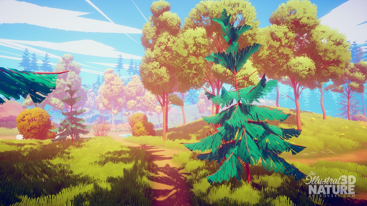 wingfoxcom's tweet image. The Illustrated Nature by Dragos Matkovski. Software used: Unity,3ds Max, Photoshop. Portfolio: artstation.com/artwork/Dx1nQe #stylizedenvironment #3denvironment #unityart #environmentart