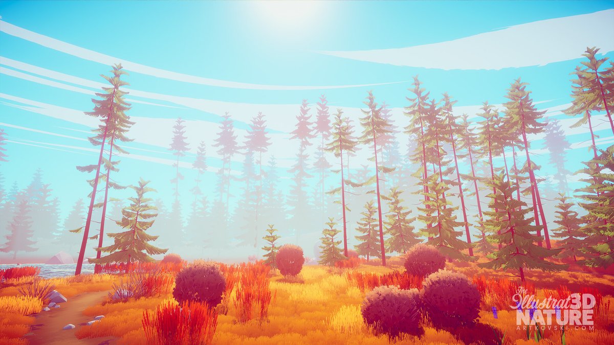 wingfoxcom's tweet image. The Illustrated Nature by Dragos Matkovski. Software used: Unity,3ds Max, Photoshop. Portfolio: artstation.com/artwork/Dx1nQe #stylizedenvironment #3denvironment #unityart #environmentart