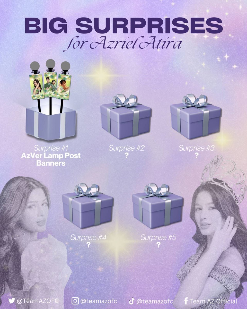 ✨ 𝟓 𝐁𝐈𝐆 𝐒𝐔𝐑𝐏𝐑𝐈𝐒𝐄𝐒 𝐅𝐎𝐑 𝐀𝐙 ✨

AZpires, the Big Night is finally tomorrow! 💫

We’ve unveiled our first surprise: the AzVer Lamp Post Banners — and it’s only the beginning!

Surprise #3 was teased yesterday… but what else could be in store for AZ? Any guesses?