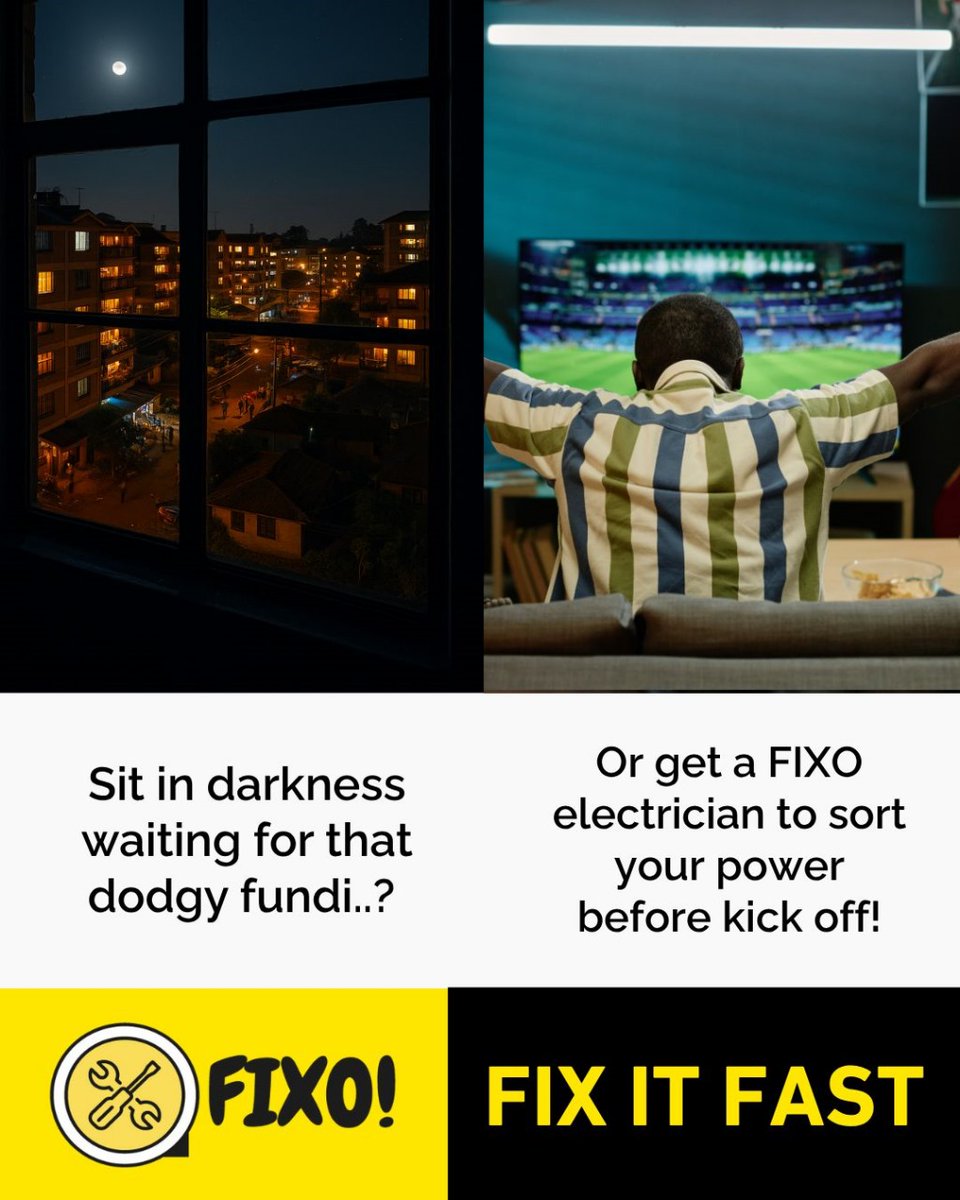 FixoSolutions's tweet image. Find a fundi with Fixo - WhatsApp ‘Hi’ to 0790 222 777 to connect with plumbers, electricians, carpenters and painters
#Fixo! #FixitFast!🔗 fixosolutions.com
WhatsApp 🔗: wa.me/message/FYUNLL…

#PowerFixKe #ElectricianNairobi #FundiWakoAmefika #KenyaLife #FixoFundi