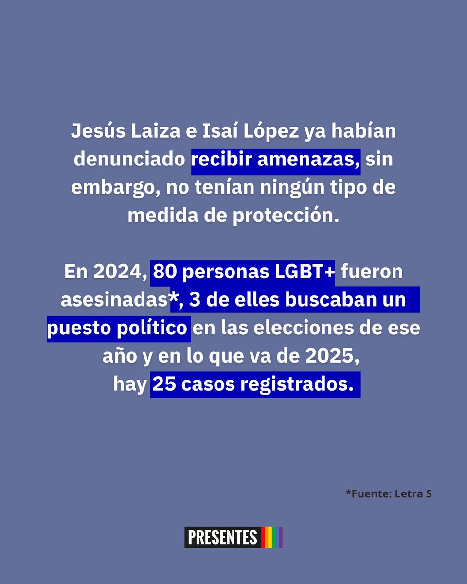🏳️‍🌈🫂Jesús e Isaí habían ido a la marcha del Orgullo LGBT y después a celebrar juntes, cuando fueron asesinads. Habían recibido amenazas antes y ambos trabajaban en la política.