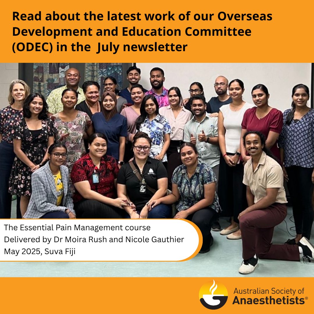 The Australian Society of Anaesthetists (@asa_australia) on Twitter photo The ASA is proud to support the Overseas Development and Education Committee (ODEC) in advancing anaesthesia education, training, and capacity building across low and middle-income countries. 
Read highlights in our recent ODEC newsletter ow.ly/5TiO50WkO6x #GlobalHealth The ASA is proud to support the Overseas Development and Education Committee (ODEC) in advancing anaesthesia education, training, and capacity building across low and middle-income countries. 
Read highlights in our recent ODEC newsletter ow.ly/5TiO50WkO6x #GlobalHealth