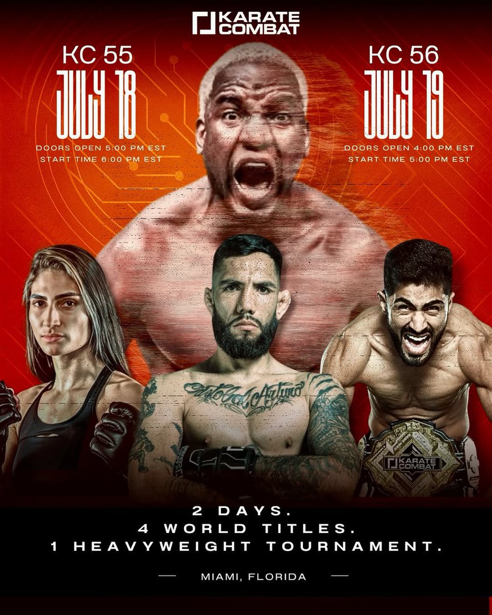 🥋 KO Cards GIVEAWAY!! 🚨

To celebrate Karate Combat’s two huge cards that have just been announced - KC55 &amp; KC56 scheduled for July 18 &amp; 19 in Miami - we’re giving away 3x KO CARDS from our upcoming double collection that features fighters who participated in KC38 in Miami and