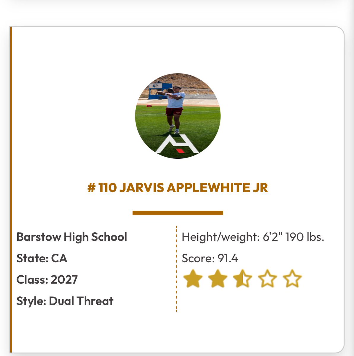 Jarvis Jr. (@jarvisjr_3) on Twitter photo Thank you <a href="/QBHitList/">QBHitList.com</a> for ranking me #110 #DualThreat #QB for the #Classof2027 in the nation and a 2.5 ⭐️! Time to put in some more work !
<a href="/CoachWeev_Goat/">Coach Weev</a> <a href="/Coach_Geechie/">Coach Will</a> <a href="/Coach_Clay7/">Coach Clay</a> <a href="/BarstowFTBL/">Barstow Football</a> <a href="/CoachMulitalo/">Christopher Mulitalo</a> <a href="/ZNiusulu/">Big Zach</a> <a href="/CoachApiLealofi/">Apineru Lealofi</a> <a href="/NobleFitnessHD/">Noble Fitness</a> <a href="/VVDailyPress/">Daily Press</a> Thank you <a href="/QBHitList/">QBHitList.com</a> for ranking me #110 #DualThreat #QB for the #Classof2027 in the nation and a 2.5 ⭐️! Time to put in some more work !
<a href="/CoachWeev_Goat/">Coach Weev</a> <a href="/Coach_Geechie/">Coach Will</a> <a href="/Coach_Clay7/">Coach Clay</a> <a href="/BarstowFTBL/">Barstow Football</a> <a href="/CoachMulitalo/">Christopher Mulitalo</a> <a href="/ZNiusulu/">Big Zach</a> <a href="/CoachApiLealofi/">Apineru Lealofi</a> <a href="/NobleFitnessHD/">Noble Fitness</a> <a href="/VVDailyPress/">Daily Press</a>