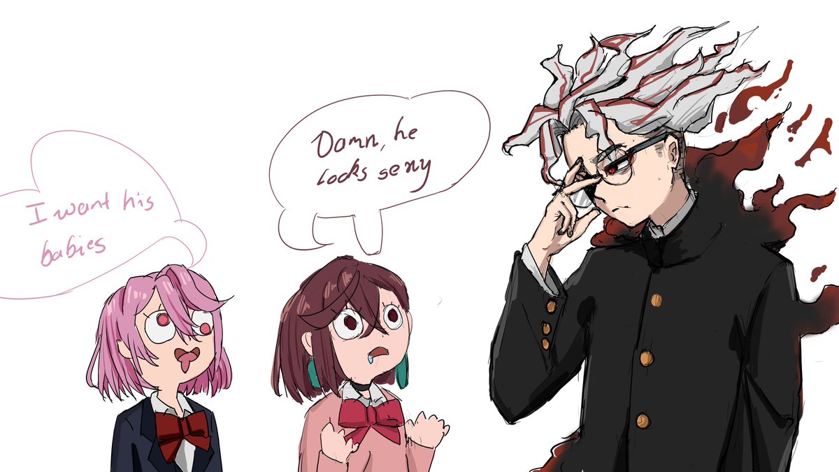 Riuna999's tweet image. hell yeah Dandadan is back and also okarun is forbidden to take off his glasses #Dandadan #dandadanfanart #Okarun #MomoAyase #airashiratori