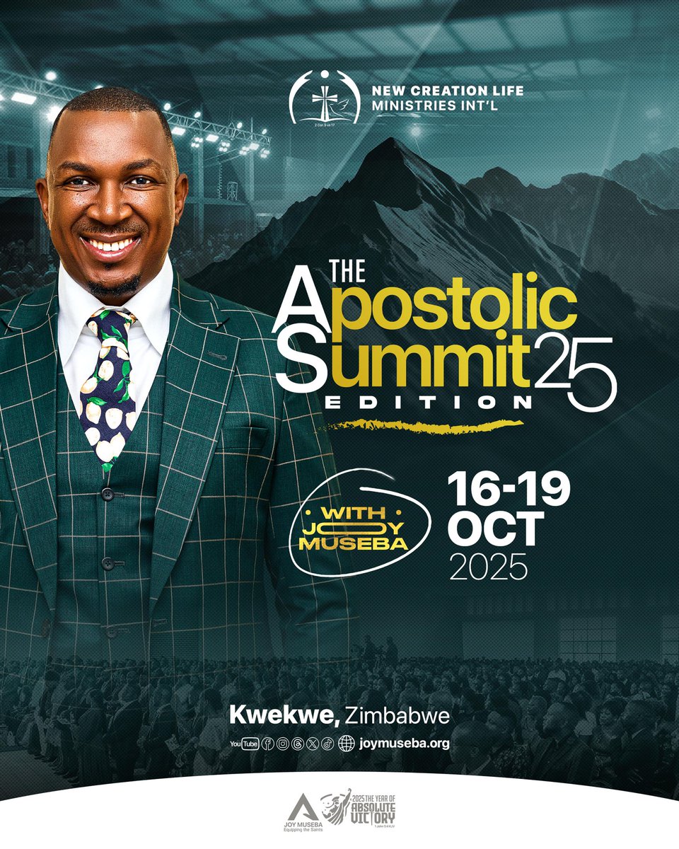 JoyMuseba's tweet photo. The wait is over! Save the dates. Get ready for an unforgettable experience at The Apostolic Summit 2025.
#AS25
#AJ
#JoyMuseba https://t.co/3jx8SUkNEE