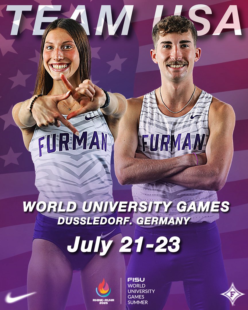 FurmanXC's tweet image. Thereโs no better way to celebrate July 4th than Furman athletes earn the honor of representing #TeamUSA ๐บ๐ธ
Jr Carly Wilkes & Sr Luke Taylor will wear the USA kit and race the 10K later this month in Dรผsseldorf, Germany at the World University Games ๐
USA. Furman. Proud. ๐บ๐ธ๐ฅ