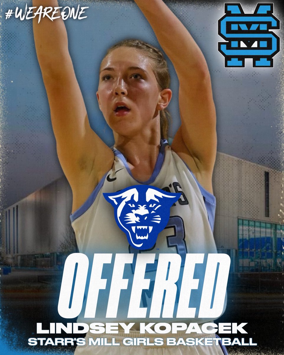 Starr’s Mill GBB (@smhsgirlsbball) on Twitter photo Congratulations to Lindsey Kopacek on receiving her first offer from Georgia State! We are proud of you, Lindsey! Back to work!
Go Panthers! WE ARE ONE!
<a href="/Lindsey_Kopacek/">Lindsey Kopacek</a> <a href="/StarrsMillHS/">Starr's Mill HS</a> <a href="/starrsmill/">SMHS Athletics</a> <a href="/CoachCerezola/">Brandon Cerezola</a> <a href="/KyleSandy355/">Kyle Sandy</a> <a href="/SandysSpiel/">Sandy's Spiel</a> <a href="/BTS_Report/">Baseline To Sideline(Ωψφ)</a> <a href="/PGH_Georgia/">Prep Girls Hoops Georgia</a> Congratulations to Lindsey Kopacek on receiving her first offer from Georgia State! We are proud of you, Lindsey! Back to work!
Go Panthers! WE ARE ONE!
<a href="/Lindsey_Kopacek/">Lindsey Kopacek</a> <a href="/StarrsMillHS/">Starr's Mill HS</a> <a href="/starrsmill/">SMHS Athletics</a> <a href="/CoachCerezola/">Brandon Cerezola</a> <a href="/KyleSandy355/">Kyle Sandy</a> <a href="/SandysSpiel/">Sandy's Spiel</a> <a href="/BTS_Report/">Baseline To Sideline(Ωψφ)</a> <a href="/PGH_Georgia/">Prep Girls Hoops Georgia</a>