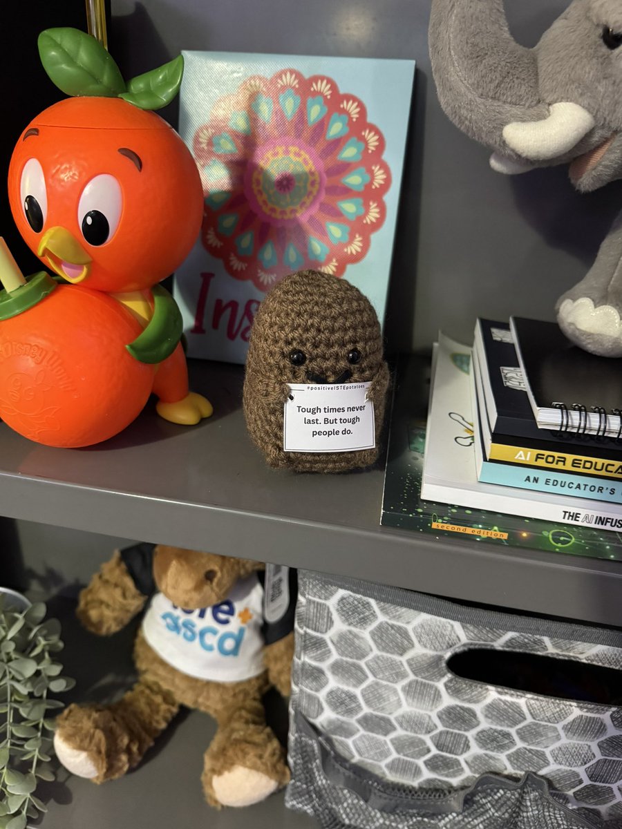 My #positiveISTEpotatoes find made it to my office today. He’s sitting next to Orange Bird. #positivitymatters #ISTELive25