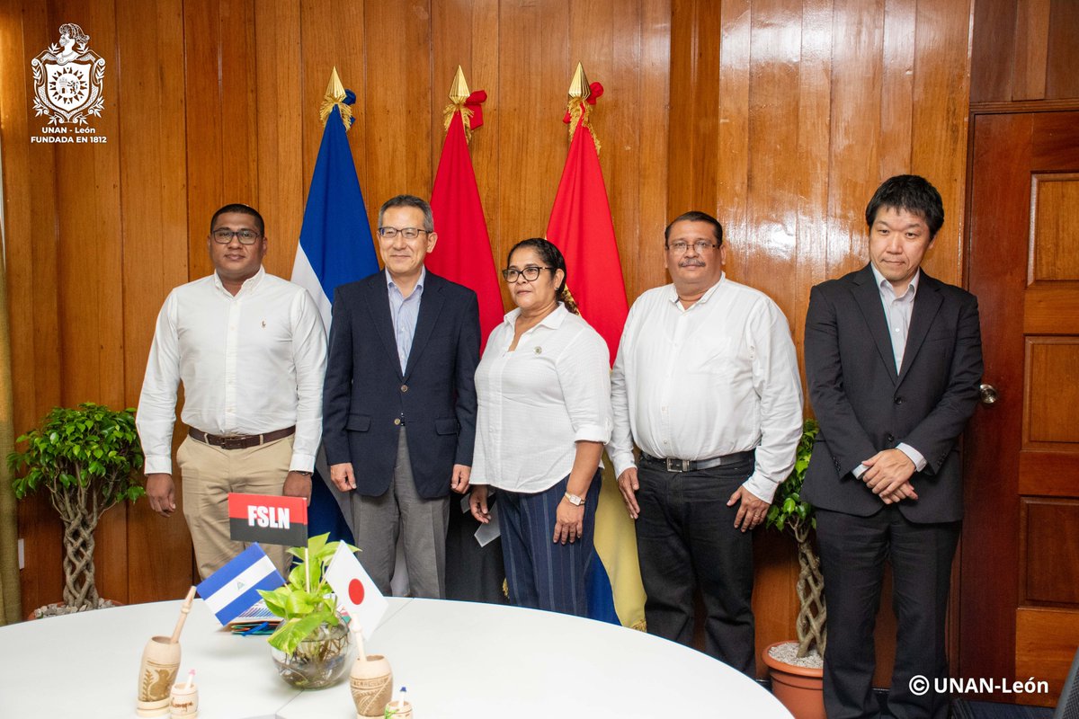 unanleon's tweet photo. La UNAN-León, recibió este jueves 3 de julio, la visita del Embajador de Japón en Nicaragua, compañero Ogino Masahiro, acompañado por el Asesor Económico, compañero Morinaga Keii-chi, como muestra del fortalecimiento de los lazos de amistad, cooperación académica y cultural. https://t.co/OBcQvmQUh6
