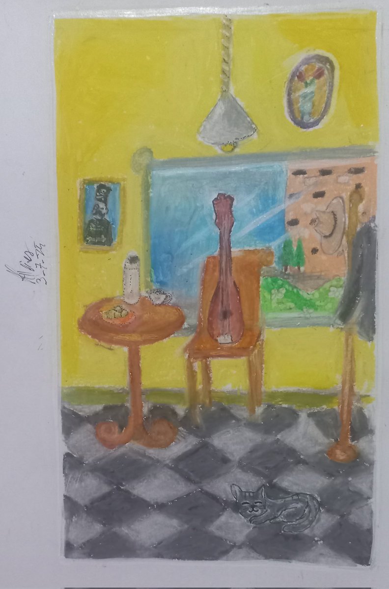 Arraiell's tweet photo. 🎶 Naquela mesa ele sentava sempre e me dizia sempre o que é viver melhor…
(Day 33)
Tag: #OilPastel #PastelArt #ArtMusic #MemoryArt #EmotionalScene #StillLifeVibes #QuietRoom #VisualPoem #InspiredBySong https://t.co/N0pvBkVuos