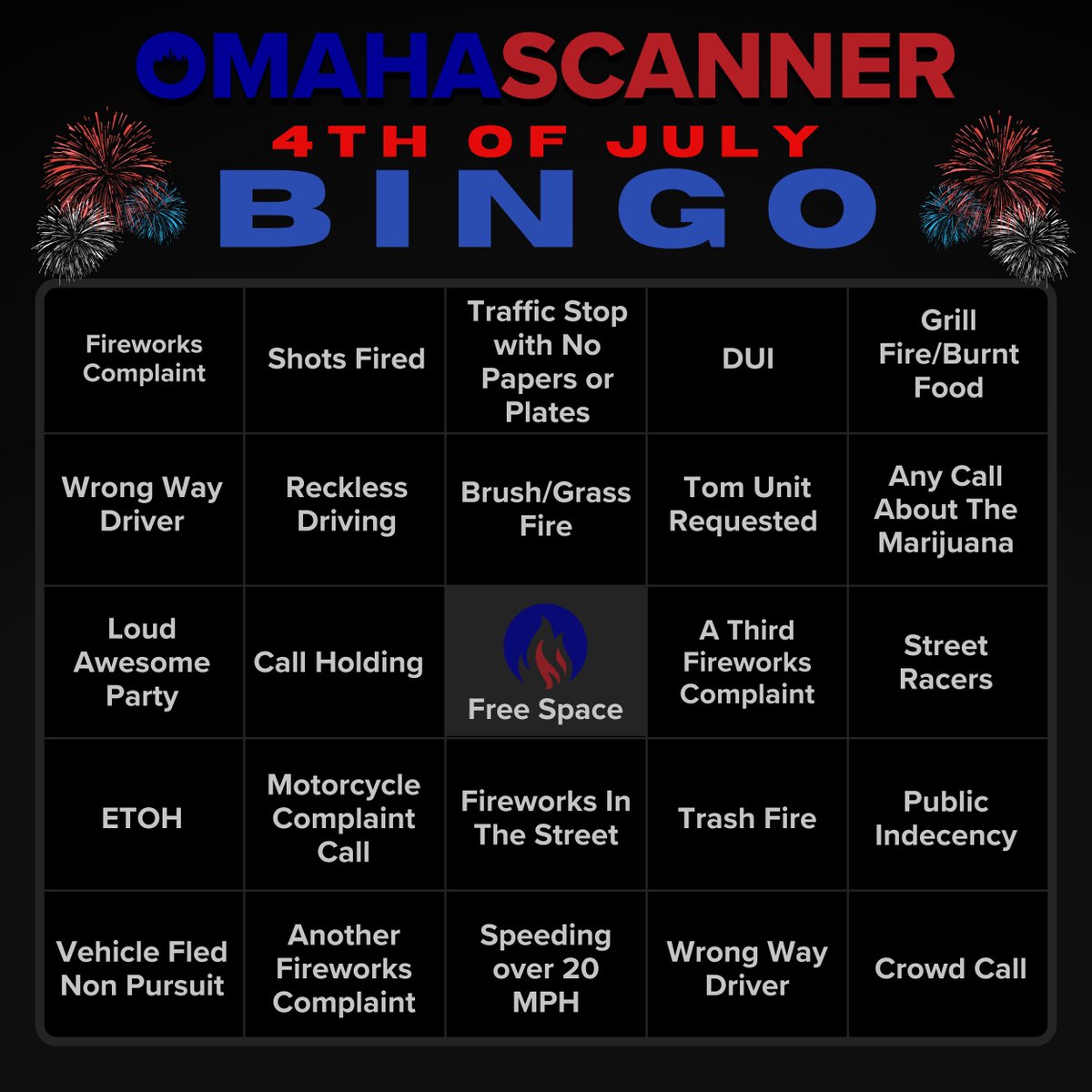 B-I-N-G-O is here! And you thought we wouldn’t play 😂 

Rules: 
-We must post about it to count for the official Bingo Card.
-Game starts now and goes until Sunday July 6th at 11:59 p.m.
-A blank card is pinned to the top of our page

Be safe this weekend Omaha!