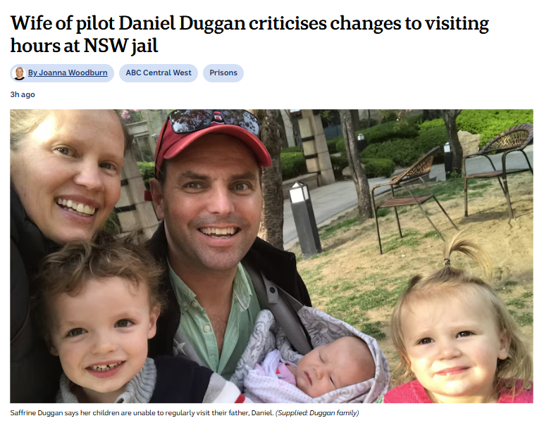 FreeDanDuggan's tweet image. Joanna Woodburn reports for @abcnews that Dan Duggan’s family can only visit on Saturdays, a day when the kids play sports, when their friends host birthday parties and play dates. In another blow, Dan has been personally banned from having his friends visit him in prison.
"I…
