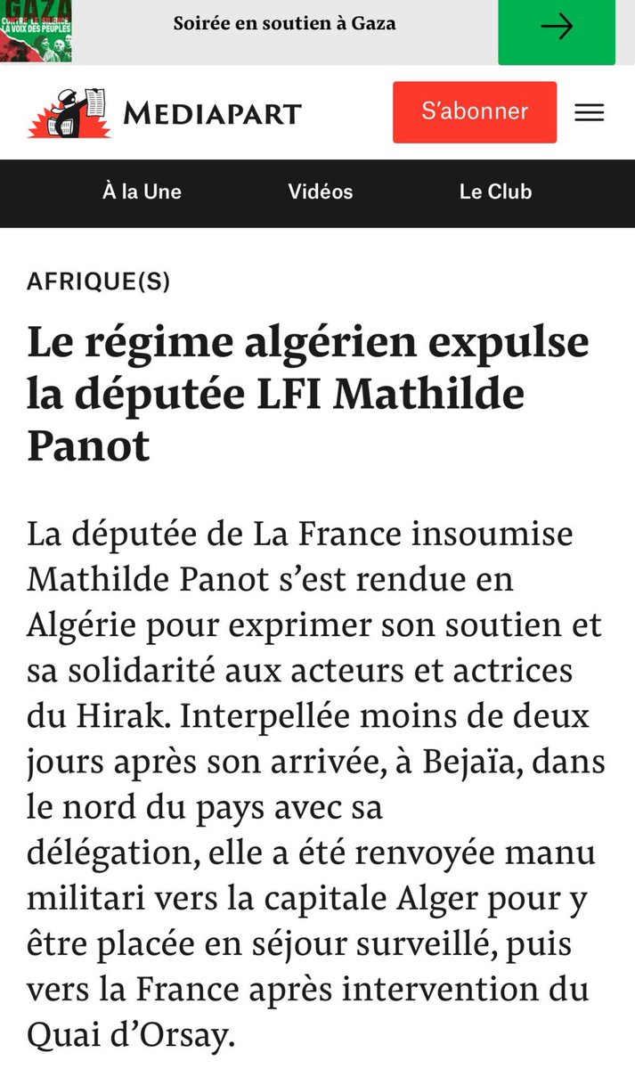 Frank Tapiro (@ftapiro) on Twitter photo AprĂšs <a href="/RimaHas/">Rima Hassan</a> expulsĂ©e dâIsrael câest au tour de <a href="/MathildePanot/">Mathilde Panot</a> dâĂȘtre dâexpulsĂ©e manu militari dâAlgĂ©rie. Sionistes et islamistes sont pour une fois dâaccord: LFI reprĂ©sente un danger pour toutes les nations. From Tel Aviv to Alger LFI is not ok.
<a href="/ddforces/">Diaspora Defense Force</a> #SEULSMAISENSMBLE AprĂšs <a href="/RimaHas/">Rima Hassan</a> expulsĂ©e dâIsrael câest au tour de <a href="/MathildePanot/">Mathilde Panot</a> dâĂȘtre dâexpulsĂ©e manu militari dâAlgĂ©rie. Sionistes et islamistes sont pour une fois dâaccord: LFI reprĂ©sente un danger pour toutes les nations. From Tel Aviv to Alger LFI is not ok.
<a href="/ddforces/">Diaspora Defense Force</a> #SEULSMAISENSMBLE