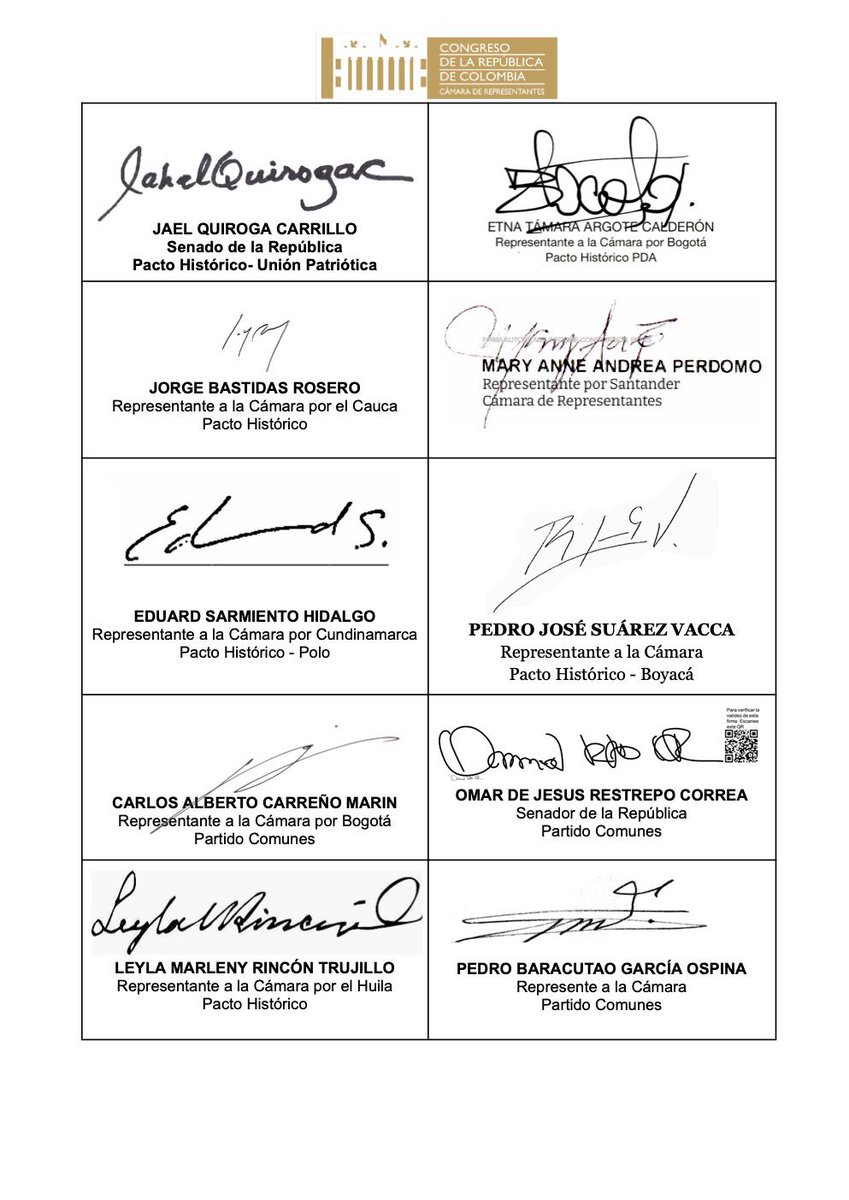 Robert Daza Senador Campesino (@robertdazag) on Twitter photo 🛑 Desde el Congreso de la República, los 30 Congresistas  abajo firmantes, solicitamos formalmente investigación y sanción contra Mario Díaz- Balart, María Elvira Salazar y Carlos Antonio Giménez por presuntas acciones injerencistas en Colombia.* 
Las revelaciones hechas por el 🛑 Desde el Congreso de la República, los 30 Congresistas  abajo firmantes, solicitamos formalmente investigación y sanción contra Mario Díaz- Balart, María Elvira Salazar y Carlos Antonio Giménez por presuntas acciones injerencistas en Colombia.* 
Las revelaciones hechas por el