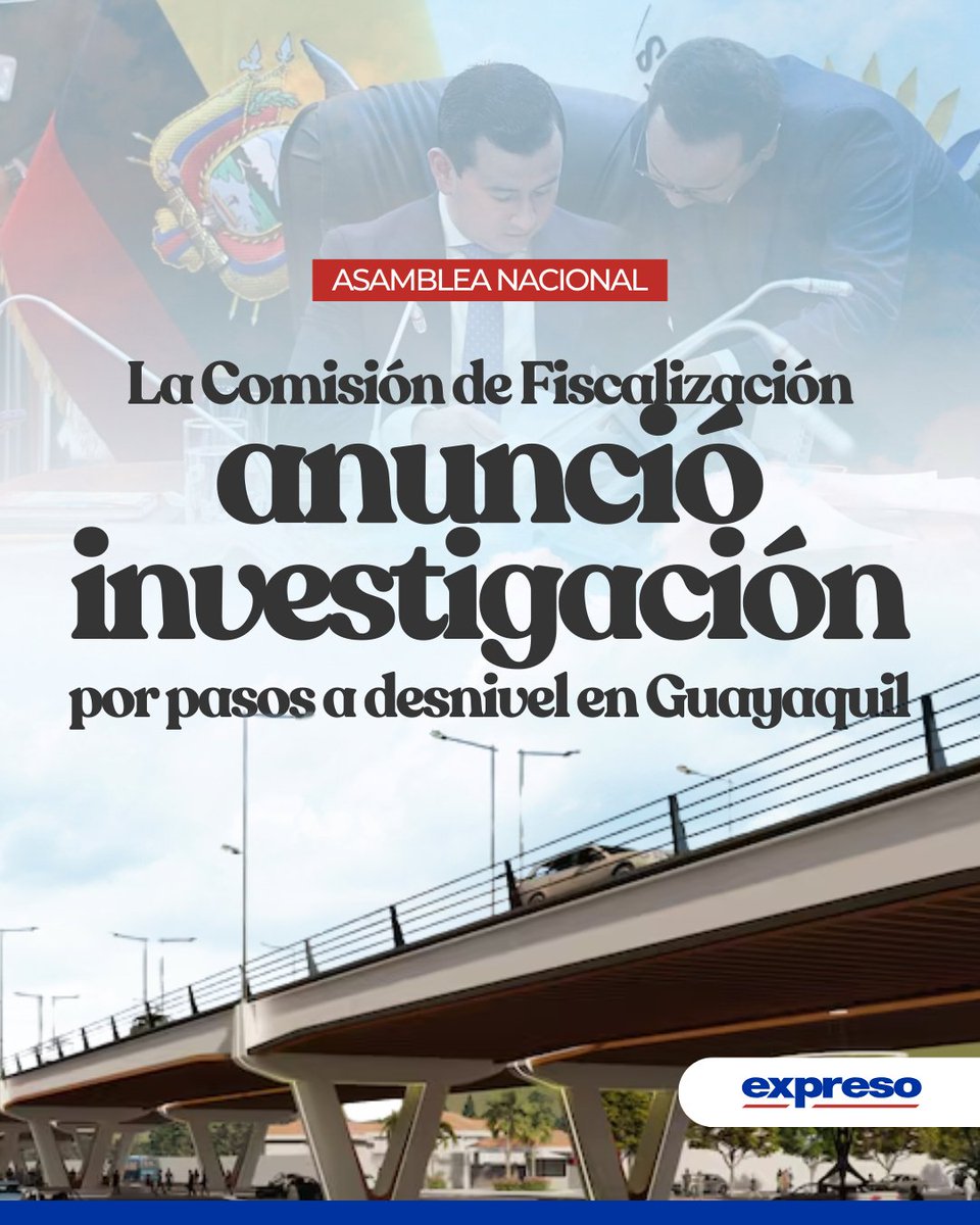 La Comisión de Fiscalización de la Asamblea Nacional busca intervenir en la controversia por la construcción de dos pasos a desnivel en Guayaquil. 

Aquí los detalles 👉 bit.ly/3Gv2zZ5